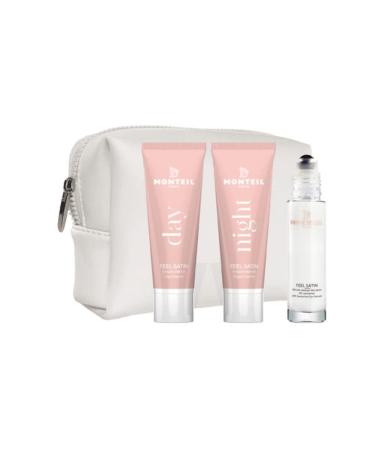 Monteil HOME SET FEEL SATIN 3tlg.-Kosmetikset Beautyset Pflegeset Tagescreme Nachtcreme Augen Serum