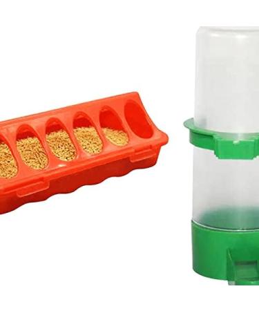and Water Feeder Set Feed Bucket Duck Feeding Dispenser Bird Watering Bottle Cage Hanging Poultry Waterer for (Large) - Buy Online on GoSupps.com