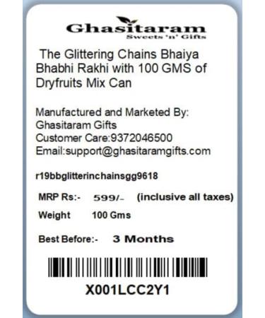 Ghasitaram Gifts Rakhis Online - Rakhi for Brother- The Glittering Chains Bhaiya Bhabhi Rakhi with 100 GMS of Dryfruits Mix Can Rakhi Set with 100 gms of Dryfruits Mix Can - Buy Online on GoSupps.com