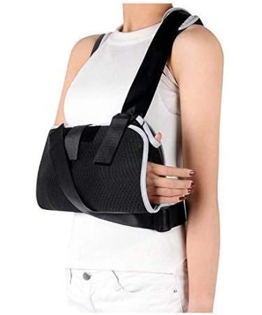 Solmyr Arm Sling for Broken Fractured Bones Elbow Wrist, Adjustable Shoulder Immobilizer & Rotator Cuff Support Brace, Split Strap and Waistband, Universal for Left and Right Arms, Men and Women(M) M-Arm sling with Waistband