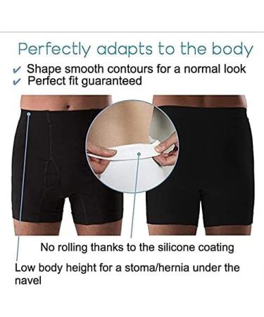 Corsinel Men's Boxer Shorts for Stoma & Hernia - Discrete Supportive Underpants Seamless Stretch Black 2X Large - Pack of 1 - Buy Online on GoSupps.com