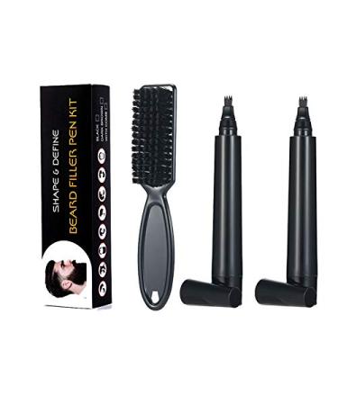 Black&Dark Brown Beard Filler Pencil Kit for Men Beard filling pen set with Brush for Beard