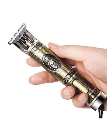 Jiklophg Retro Alloy Customize Hair Trimmer Rechargeable Hair Trimmer Barber Men's Hair Clipper Professional Hairdresser Retro Bronze