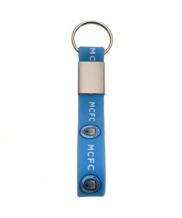 Manchester City Football Club Official Silicone Key Ring Chain Team Crest Badge