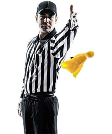 Buy Gentlemen Referee Jersey - Black & White Striped Shirt with Collar | XXL Basketball & Football Gear - Includes Yellow Penalty Flag & Lanyard - Buy Online on GoSupps.com