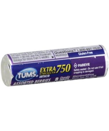 Tums Extra Strength 750 Antacid with Calcium Supplement - 192 Chewable Tablets, Assorted Berries Flavored - Buy Online on GoSupps.com