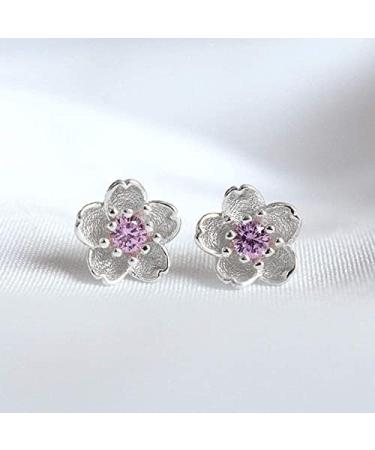 Ear Stud Earrings for Women Purple Powder Cherry Crystal Ear Clips Small Fresh Simple Temperament Female Ear Pin Party Gift e Ear Studs - Buy Online on GoSupps.com