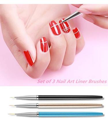 3PCS Nail Art Liner Brushes - UV Gel Painting Acrylic Design Pens (7/9/11mm) - Buy Online on GoSupps.com