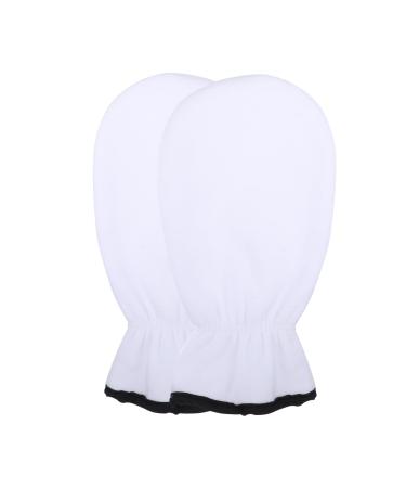 minkissy 2 Pairs Exfoliating Hand Mask Exfoliate Glove Essential Oil Gloves Rough Hand Care Gloves Hand Moisturizer Gloves Body Gel Hand Spa Gloves Dry Skin Miss Fingerless White Polyester