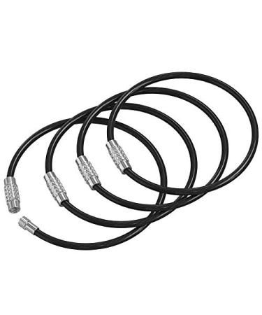 Large Key Ring Wire Stainless Steel Keychain Car Cable Keyring Loop Luggage Tag Hinge Keepers Binding Carabiner Big Locking Black