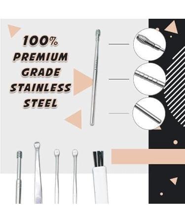 Medical Grade Stainless Steel Ear Wax Removal Kit with Spring Ear Wax Cleaner Tool Set in Black - Includes Storage Box - Clinically Innovative Spiral Ear Wax Remover - Buy Online on GoSupps.com
