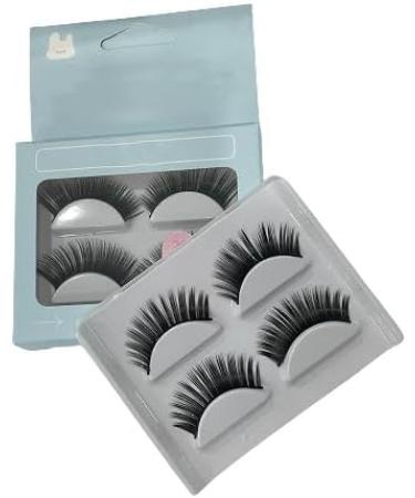 False Eyelashes 14mm natural 3d reusable thin eyelashes Natural appearance false eyelashes with glue for women 2 pairs - Buy Online on GoSupps.com