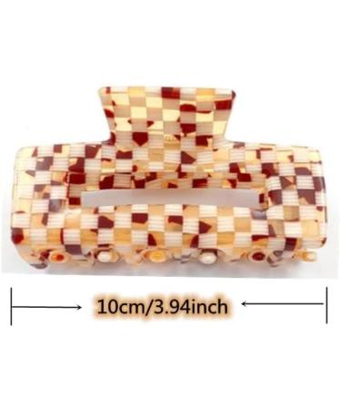 Checkered Hair Claw Clips for Women Girls Fashion Hair Clips for Styling Claw Clamps Thick Hair Retro Rectangle Shape YOEMAYUNER (3PCs 3Colors A Large Size/3.94inch) - Buy Online on GoSupps.com
