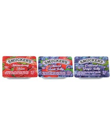 Smucker's Strawberry Jam, Mixed Fruit and Concord Grape Jelly Assortment, (0.5 Ounce) 200 Count 0.5 Ounce (Pack of 200) - Buy Online on GoSupps.com