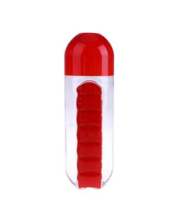 Two-in-one Water Cup Kit Seven-Day Pill Box 7 Grid Outdoor Portable Water Bottle One Week with Pill Box Outdoor Portable Water Bottle (Red)