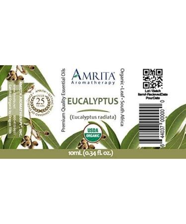 Amrita Aromatherapy Organic Eucalyptus Radiata Essential Oil 100% Pure Undiluted Eucalyptus Radiata Therapeutic Grade Premium Quality Aromatherapy Oil Tested & Verified 10ML - Buy Online on GoSupps.com