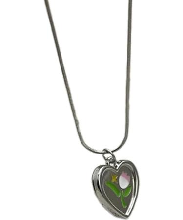 Oralgos Adjustable Love Shape Necklace - Tulip Heart Pendant Collarbone Chain | Elegant French Style Accessories for Women - Buy Online on GoSupps.com