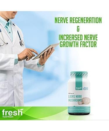 Fresh Nutrition Organic Lions Mane Mushroom Capsules - DNA Verified Formula - Rich in Alpha Glucan - Superfood Supplement - Vegan Friendly | Non GMO & Gluten Free - Buy Online on GoSupps.com
