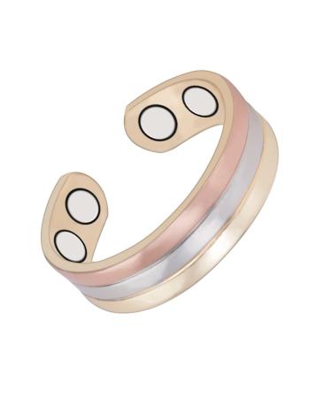 Trendy Tri Tone Magnetic Copper Rings for Women Copper Jewelry with 4 Magnets Women's Day Gift