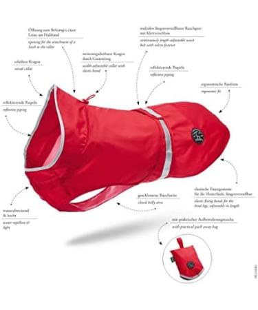 HUNTER UPPSALA Rain Dog Raincoat - Reflective Stripes Size 35 Red | Shop Internationally for Quality Pet Gear - Buy Online on GoSupps.com