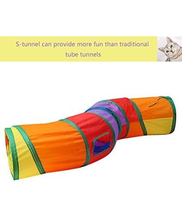 Interactive Cat Tunnel Toy for Indoor Cats - Collapsible S-Style Rainbow Design - Buy Online on GoSupps.com