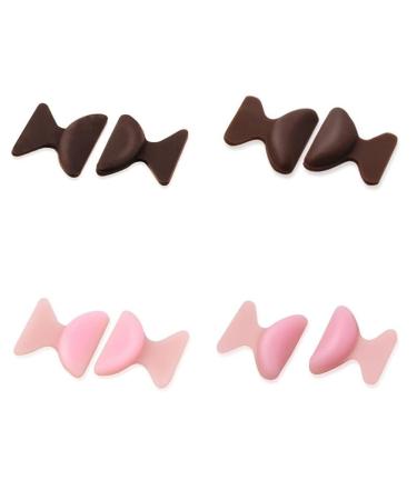 Nose Pads for Eyeglasses Soft Silicone Nose Pads Self Buckle Non-Slip Soft Foam 4 Pairs Brown & Pink