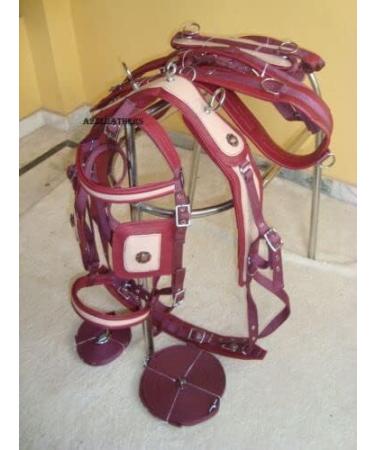 SHOWMEN CRAFT Cherry Beige Synthetic Patent Nylon Horse Driving Harness with Designer Bridle - SHETLAND | International Shipping Available - Buy Online on GoSupps.com