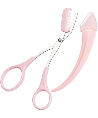 Balacoo Eyebrow Trimmer Set for Men - Dual Purpose Stainless Steel Eyebrow Cutter & Shaper Kit - Mini Design for Precise Grooming - Perfect Cosmetology Tool in Pink - Buy Online on GoSupps.com