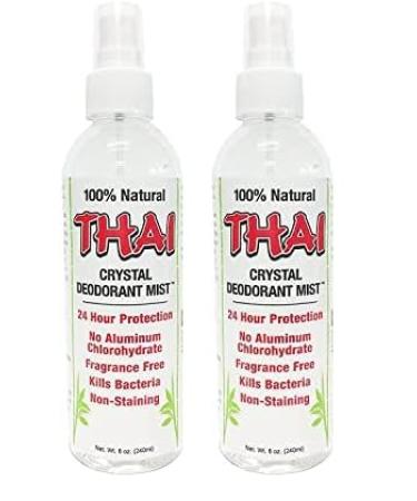 THAI Natural Crystal Deodorant Mist Spray (8 Fluid Ounces) (Pack of 2) 8 Fl Oz (Pack of 2)