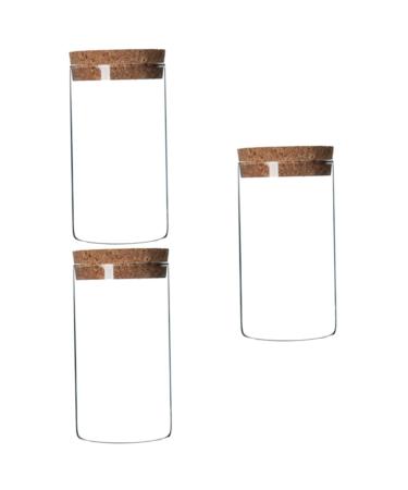 Zerodeko 3pcs Glass Storage Container Airtight Glass Containers Food Container Storage Jars with Lids Terrarium Glass Storage Jar Containers for Food Cereals Storage Tank Wooden 1