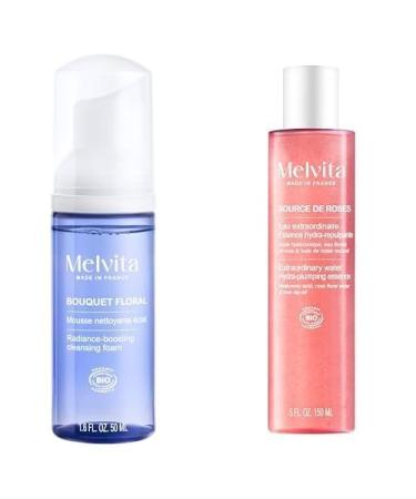 Melvita - Duo Nettoyant et Hydratant - Mousse Nettoyante et Eau Extraordinaire - Fabriqu en France
