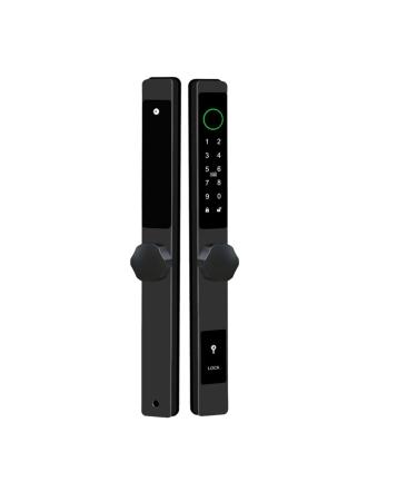 APP Waterproof Smart Fingerprint Password Lock Bridge-Cut Aluminum Alloy for Outdoor Push Pull Sliding Frame Glass Door (Color : Silver A 8535) (Black B 8550)