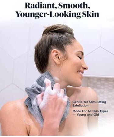 SUTERA Exfoliating Shower Towel - Premium Japanese Scrub Wash Cloth for Deep Cleanse - Microabrasion Duo Fibers - Asian Spa Skin Care for Body & Face - Buy Online on GoSupps.com