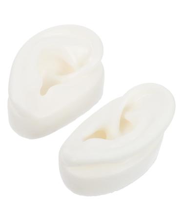 Mipcase Ear Cleaning Tools Silicone Ear Artificial Ear Molds 1 Pair Silicone Ear Model Simulated Ear Molds for Jewelry Earring Display (White Olive Green) Silicone Body Parts Multitool