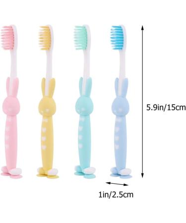 HEALIFTY Kids Toothbrush Set - 4pcs Rubber Handle Toothbrush with Suction Cup (Random Color) - Buy Online on GoSupps.com