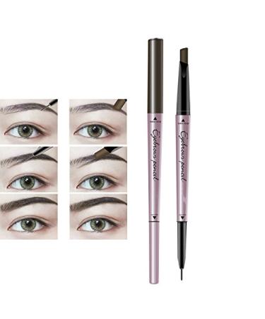 Yikimira double head eyebrow pencil in coffee brown 2 mines in different shape waterproof automatic eyebrow pencil (light coffee)