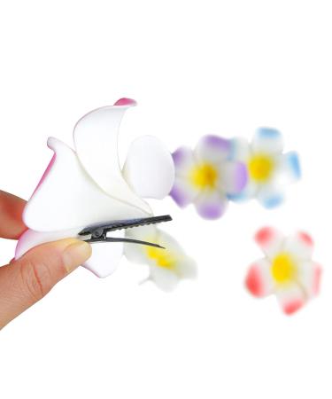 Hawaii Flowers Hair Clip Set | 10-Piece Plumeria & Hibiscus Foam Hairpins for Girls & Women | Beach Party & Wedding Decoration - Buy Online on GoSupps.com
