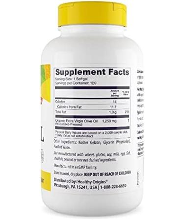 Healthy Origins Extra Virgin Olive Oil Softgels - 120 Count - Buy Online on GoSupps.com