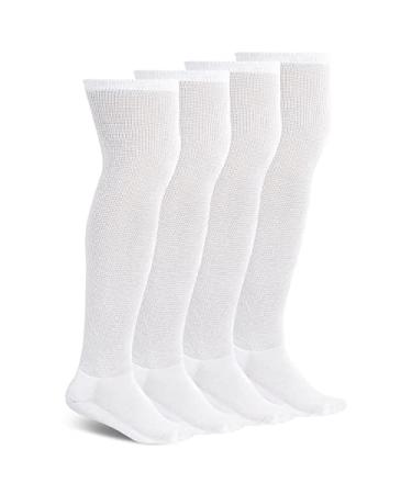 Athlemo 2 Pair Women Bamboo Daibetic Socks Over Knee Non-Binding Circulation Cushioned Socks White(4 Pairs) 10-13 - Buy Online on GoSupps.com