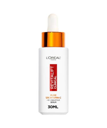 L'Or al Paris Revitalift Clinical 12% Pure Vitamin C Brightening Serum for Face Powerful Antioxidant Protection Brighter & Smoother Skin includes Hyaluronic Acid Salicylic Acid Vitamin C