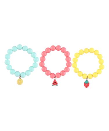 CALLARON 3pcs Children's Bracelet Fashion Bracelet Kids Suit Case Fruit Wrist Chain Friendship Bracelets Kid Suit Stretch Bracelet Kid Bracelets Decor Girl Gift Soft Ceramic Frosted Beads