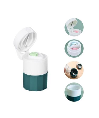 3 Compartment Pill Crusher Cutter and Grinder Safely Cut Pills Vitamins Tablets Stainless Steel Blade Pill Cutter Splitter Travel Sized Pill Grinder Multi-Function Built in Storage Box (Green)