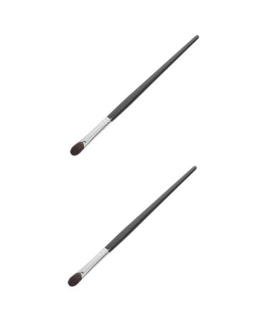 Healeved 2pcs Animal Hair Makeup Brush Beauty Brushes Women Eye Shadow Brush Eyeshadow Brush 17.70X0.70X0.70CMx2pcs Blackx2pcs