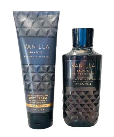 Bath & Body Works Vanilla Noir Men's 3-in-1 Hair Face & Body Wash and Body Cream 2 Piece Set