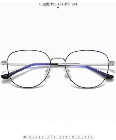 SERONI Large Metal Round Frame Blue Light Blocking Glasses - Anti UV Ray Computer Reading Glasses for Men & Women - Stylish Silver-Black 51mm - Buy Online on GoSupps.com
