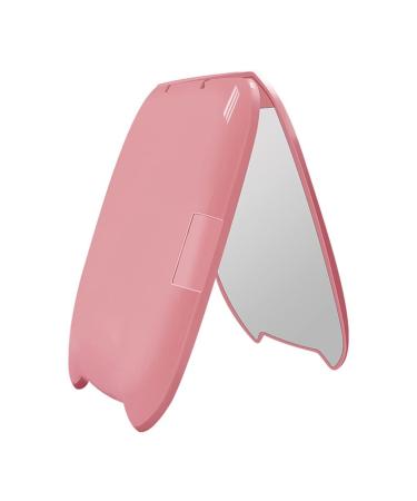 FSYSM Led Makeup Mirror with Light Portable Foldable 2X Magnification Touch Screen Cosmetic Mirror Cats Ear Shape (Color : Pink)