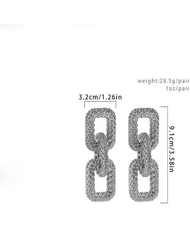 BETHYNAS Retro Punk Geometric Dangle Earrings - Silver | Statement Chain Earrings for Women Girls - Buy Online on GoSupps.com