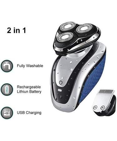 GeRRiT Electric Shaver for Men - 2 in 1 Waterproof Rotary Razor | USB Rechargeable Wet & Dry Travel Shaving for Dad & Husband - Buy Online on GoSupps.com