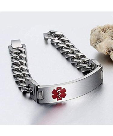 Personalized Emergency Medical Bracelets for Men & Women | Free Engraving | Stainless Steel Medical ID Bracelets (7.5-8.5 Inches - Buy Online on GoSupps.com