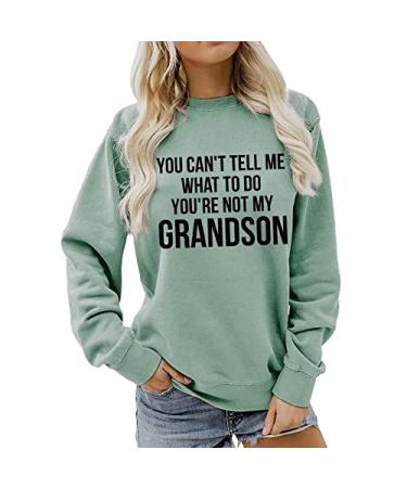 FAPIZI Women's Letter Print Sweatshirts Funny Solid Loose Tops Thin Pullover Tops Fashion Comfy Sweater Long Sleeve Blouses 01-green Small